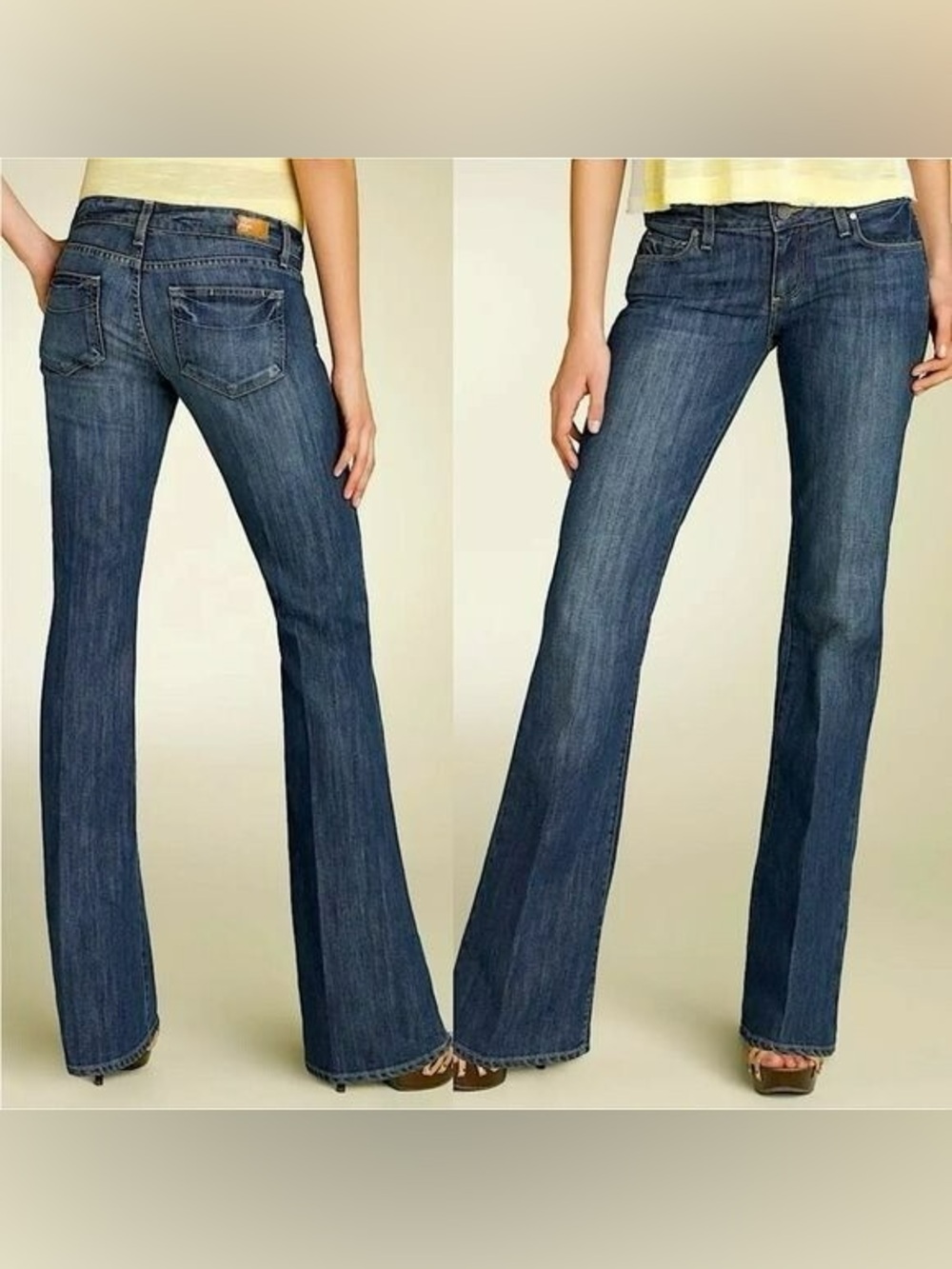 Paige- dark wash laurel canyon low rise bootcut jeans- size 27